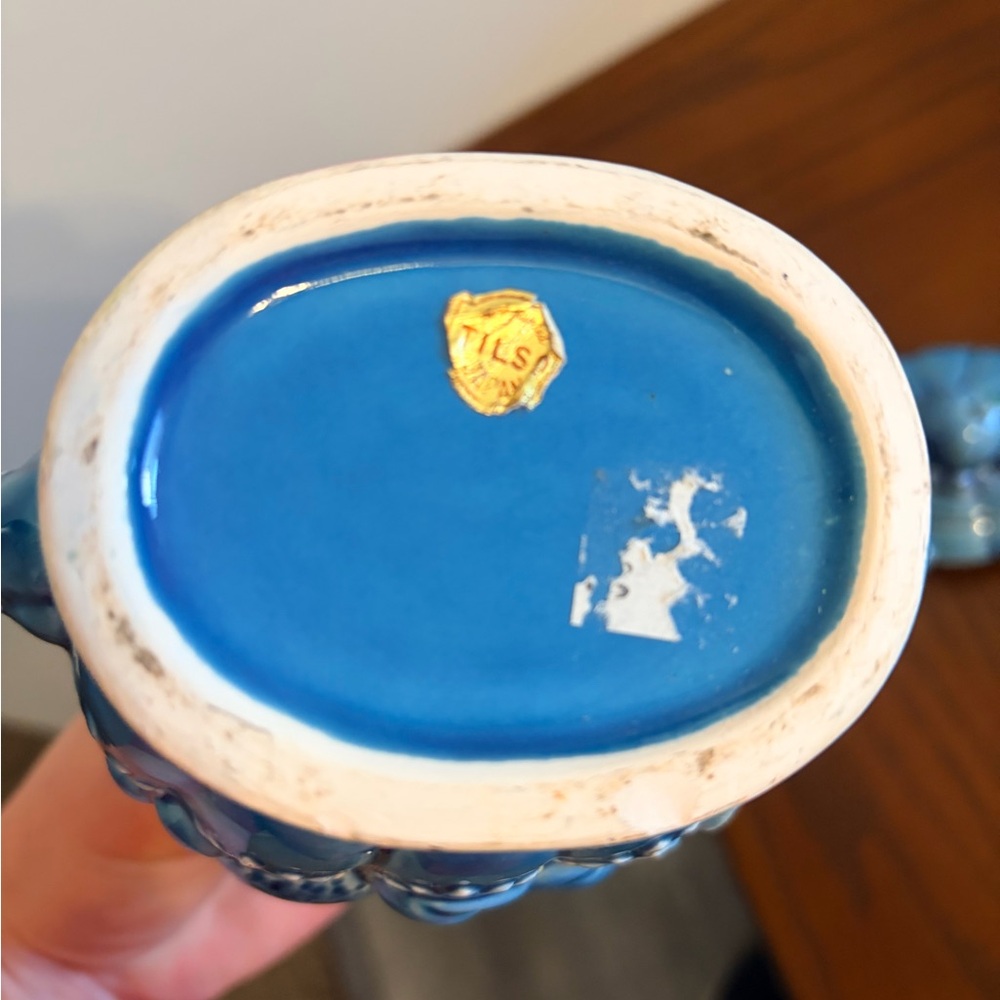 Vintage Tilso Japan Blue Ceramic Teapot with Lid Hand Painted - Picture 4 of 6